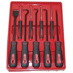 ATD Tools SABER® 8424-9 Scraper, Hook & Pick Set, 9 Piece, Chrome Vanadium Steel Shaft