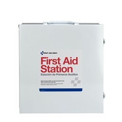 Acme United First Aid Only® 579-6155 First Aid Station, Wall Mount, 494 Components, Steel Case, 16-1/2 in Height, 5-1/2 in Width, 13-3/4 in Depth, People Served: 100 to 150, 3 Shelves