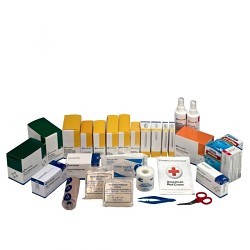 Acme United First Aid Only® 579-6155 First Aid Station, Wall Mount, 494 Components, Steel Case, 16-1/2 in Height, 5-1/2 in Width, 13-3/4 in Depth, People Served: 100 to 150, 3 Shelves