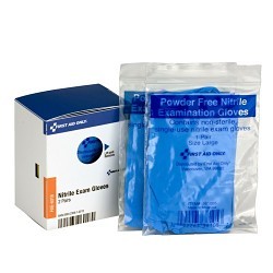 Acme United First Aid Only® FAE-6018 Nitrile Gloves, Large, #9, Nitrile, Blue, Nitrile Palm