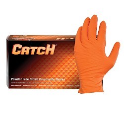 Adenna HERO® CAT459 Disposable Gloves, 2X-Large, #11, Nitrile, Orange, Powder Free Powder Style, 9 mil Thickness, Heavy Duty Application Type