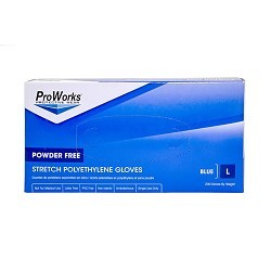 Adenna ProWorks® GL-SP200B-L Disposable Gloves, Large, #9, Polyethylene, Blue, 10 in Length, Powder Free Examination Glove, 2 mil Thickness, Ambidextrous Hand