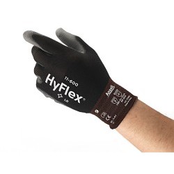 Ansell HyFlex® 11-600-# 8 Industrial Gloves, Knitted, Medium, #8, Polyurethane, White, Knit Wrist Cuff, Palm Coated, Nylon