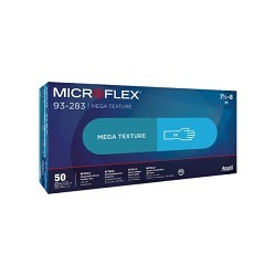 Ansell Microflex® AN-93-283 Exam Gloves, Large, #9, Nitrile, Blue, 11.8 in Length, Powder Free, 7.9 mil Thickness, Application Type: Exam Grade, Ambidextrous Hand