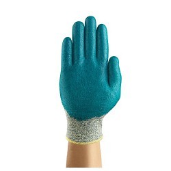 Ansell HyFlex® 11-501/10 Cut-Resistant Gloves, X-Large, #10, Foam Nitrile Coating, Knit Wrist Cuff, Resists: Heat, A4 ANSI Cut-Resistance Level, 3 ANSI Puncture-Resistance Level, Left and Right Hand, Blue/Gray