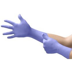 Ansell SEC-375-L Disposable Gloves, Chlorinated, Powder-Free, Textured Fingers,  X-Large, #10, Nitrile Foam, Violet Blue, Beaded Cuff