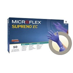 Ansell SEC-375-L Disposable Gloves, Chlorinated, Powder-Free, Textured Fingers,  X-Large, #10, Nitrile Foam, Violet Blue, Beaded Cuff