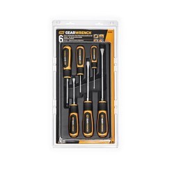 Apex® GEARWRENCH® 80050H Dual Material Screwdriver Set, 6 Piece, Phillips®/Slotted Screwdriver Types Included, Alloy Steel, Black Oxide