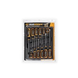 Apex® GEARWRENCH® 80051 Screwdriver Set, Dual Material, SAE, 12 Piece, No Insulated, No Magnetized Tip, 3/16 in 1/4 in 5/16 in 3/8 in #0 #1 #2 #3 Phillips®/Slotted Screwdriver Types Included, Alloy Steel, Black Oxide