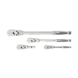 Apex® GEARWRENCH® 81230P Flex Head Teardrop Ratchet Set, Imperial, 1/4 in, 3/8 in, 1/2 in Drive, Teardrop Head Shape, Alloy Steel, Polished Chrome, ASME B107.10 Specifications Met, No Quick Release Head, Yes Reversible