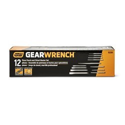 Apex® GEARWRENCH® 82305 Punch and Chisel Set, 1/4 in, 4-3/4 in, 3/8 in, 5-1/2 in, 6-5/8 in, 6-1/2 in in Chisel, 8 Punches, 4 Chisels, 12 Piece, (4) Cold Chisels, A Center Punch, (4) Pin Punches, A Long Taper Punch, and (2) Starter Punches Set Contents