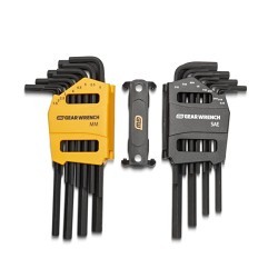 Apex® GEARWRENCH® 83504 Hex Key Set, Metric/SAE, 26 Piece, 0‎.050 to 3/8 in Hex, 1.5 to 10 mm Torx Size Range, Hex/Torx® Drive, L-Handle Handle, ASME Specifications Met, Alloy Steel