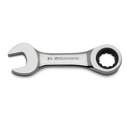 Apex® GEARWRENCH® 9507D Stubby Ratcheting Combination Metric Wrench Set, SAE, 12 Points, 0 deg Offset, Alloy Steel, Full Polish Chrome, No Tether Ready