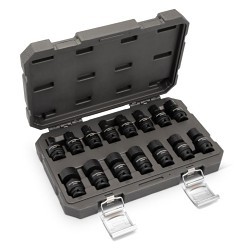 Apex Tool Group GEARWRENCH® GW84918N Universal Impact Metric Socket Set, Yes Impact Rated, Measurement System: Metric, 6 Points, 3/8 in Drive, 15 Piece, Yes Included Socket Size, Yes Drivers Included, Blow Mold Case