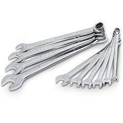 Apex Tool Group Crescent® CCWS2-05 Combination Wrench Set, SAE, 1/4 in, 5/16 in, 11/32 in, 3/8 in, 7/16 in, 1/2 in, 9/16 in, 5/8 in, 11/16 in, 3/4 in Wrench Opening, Number of Points: 12, Full Polish