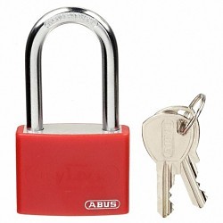 Approved Vendor 48JR31 Lockout Padlock, Different Key, Aluminum Body, 1/4 in Shackle Dia, Red, 5-Pin Tumbler