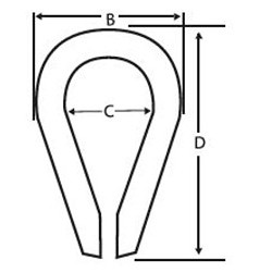 Approved Vendor SHDT56 Wire Rope Thimble, 5/16 in Wire Rope Dia, Stainless Steel, Polished