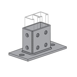 Atkore International Power-Strut® 2064GV Channel Post Base, 12 Channels, Centered Channel Position, 3-1/2 in Base Height, For Use With: PS 100, PS 200 2T2, PS 200 2T3, PS 200 2T4, PS 200 2T5 Channel, Mild Steel