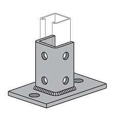 Atkore International Power-Strut® 3025 Channel Post Base, 2 Channels, Flush to Side Channel Position, 3-1/2 in Base Height, For Use With: 1-5/8 x 1-5/8 in Double Channel, PS 200, PS 210 Channel, Steel