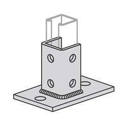 Atkore International Power-Strut® 3025 Channel Post Base, 2 Channels, Flush to Side Channel Position, 3-1/2 in Base Height, For Use With: 1-5/8 x 1-5/8 in Double Channel, PS 200, PS 210 Channel, Steel