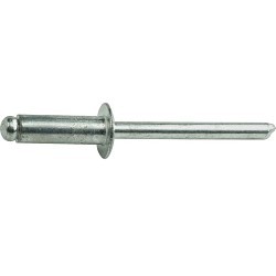 Blind Rivet, Open End, Aluminum, 5/32 in Rivet Dia, 0.65 in Length, 0.376-0.5 in Grip Range, Dome