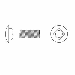 BBI 490028 Fully Threaded Carriage Bolt, 1/4-20, 3 in L Under Head, Medium Carbon Steel, A Grade, Hot Dipped Galvanized