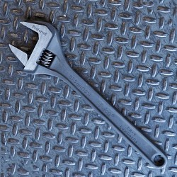 Adjustable Wrench, Heavy Duty, 15 in Overall Length, Steel Body, Phosphate