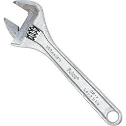 Adjustable Wrench, Heavy Duty, 6 in Overall Length, Steel Body, Polished Chrome