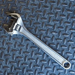 Adjustable Wrench, Standard, Heavy Duty, 12 in Overall Length, Steel Body, Polished Chrome