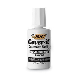 BIG KAISER WOC12 Correction Fluid, White, 20 mL, Brush Applicator, Petroleum Solvent Odor