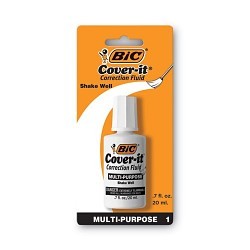 BIG KAISER WOC12 Correction Fluid, White, 20 mL, Brush Applicator, Petroleum Solvent Odor