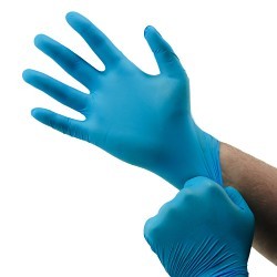 BOSS® B21041-M Disposable Gloves, Medium, #8, Nitrile, Blue, Powder-Free Powder, 4 mil Thickness, Automotive, Sanitation, Plumbing, Painting, Industrial, And Tattoo Shops Application