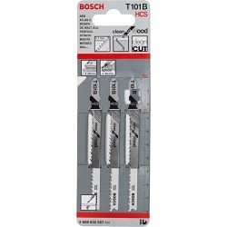 Bosch T101B Jig Saw Blade, 4 in Length, 10 TPI, Carbon Steel Cutting Edge, Carbon Steel Body, Applicable Materials: Wood, Plastic, OSB, Plywood, Particleboard