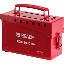 Brady® 262-65699 Lockout Box, 12 Padlocks Maximum, Red, 6 in Height, 3-1/2 in Width, 9 in D