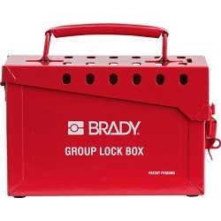 Brady® 262-65699 Lockout Box, 12 Padlocks Maximum, Red, 6 in Height, 3-1/2 in Width, 9 in D