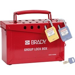 Brady® 262-65699 Lockout Box, 12 Padlocks Maximum, Red, 6 in Height, 3-1/2 in Width, 9 in D