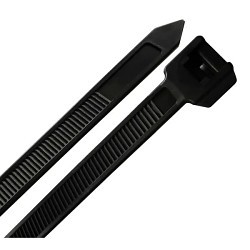 Cable Tie, 36.7 in Length, 0.35 in Width, 0.08 in Thickness, Nylon 6.6, UV Black