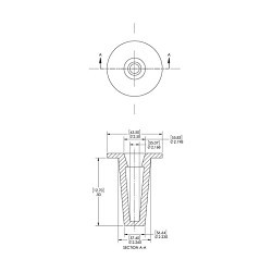 T-24S Tapered Cap & Plug, 2.26 in Inside Dia, 2.168 in OD, 0.5 in Height