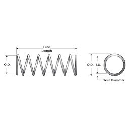 Century Spring 73119 Compression Spring, 1.563 in Inside Dia, 2.437 in Outside Dia, 0.437 in Wire, 8 in Overall Length, Oil Tempered