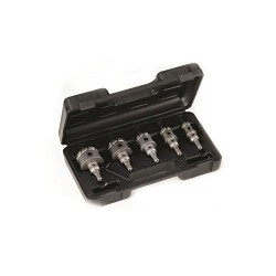 Champion® CT7P-PLUMBER-1 Hole Cutter Set, 3/4 in Minimum Cutter Diameter, 2-1/4 in Maximum Cutter Diameter, 6 Piece, For Use With: Power Drill & Drill Press, Carbide Tipped