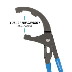Channellock® 209 Oil Filter/PVC Plier, Tongue and Groove, 1.75 - 3 in Nominal Capacity, 1.75 in Jaw, High Carbon Steel Jaw, 9 in Overall Length