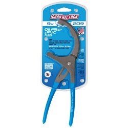 Channellock® 209 Oil Filter/PVC Plier, Tongue and Groove, 1.75 - 3 in Nominal Capacity, 1.75 in Jaw, High Carbon Steel Jaw, 9 in Overall Length