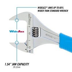 Channellock® Channellock® 8WCB-BULK Adjustable Wrench, 1.54 in Wrench Opening, 8 in Overall Length, Yes Tether Ready, Yes Measurement Scale Included, Vanadium Steel, Chrome Plated