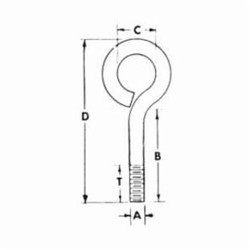 Chicago Hardware 07150 5 Turned Eye Bolt, 3/8-16, 2-1/2 in L Shank, Low Carbon Steel, Zinc Plated