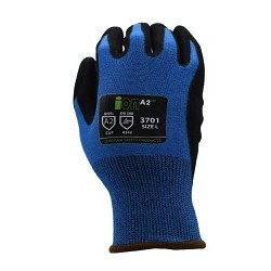 Cordova 3701M Cut-Resistant Gloves, Medium, #8, Sandy Nitrile Palm Coating, Sapphire Blue Hppe/Synthetic Fiber Shell, A2: 678 Gr ANSI Cut-Resistance Level, Black/Blue