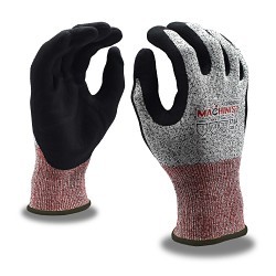 Cordova Safety Products MACHINIST® 3734L Cut-Resistant Gloves, Large, #9, Nitrile Foam Coating, HPPE, Knit Wrist Cuff, Resists: Abrasion, Puncture, A4 ANSI Cut-Resistance Level, 4 ANSI Puncture-Resistance Level, Black