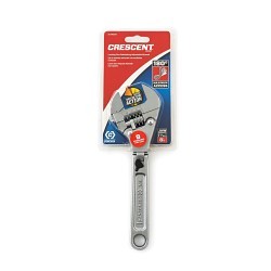 Crescent® ACFR8VS Adjustable Ratcheting Flex Wrench, 1-1/8 in, Polished Chrome, 8 in OAL, Alloy Steel Body, Alloy Steel