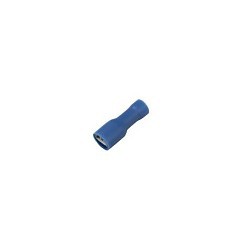 Female Crimp Terminal, 16 to 14 AWG Conductor, 0.020 x 0.110 in Tab, Blue, Insulated: Vinyl Insulated