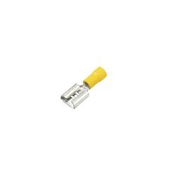 Female Crimp Terminal, 12 to 10 AWG Conductor, 0.032 x 0.250 in Tab, Yellow, Insulated: Vinyl Insulated