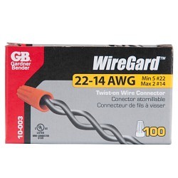 Wire Connector, Standard, 22 to 14 AWG Wire, 600 to 1000 VAC, Orange